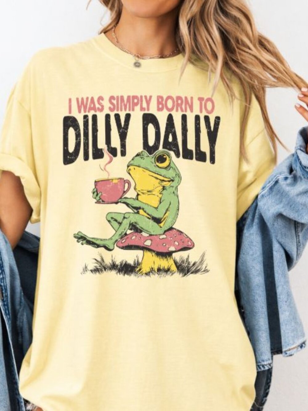 NEW Funny I Was Born To Dilly Dally Graphic Tee Short Sleeve T-Shirt for Women